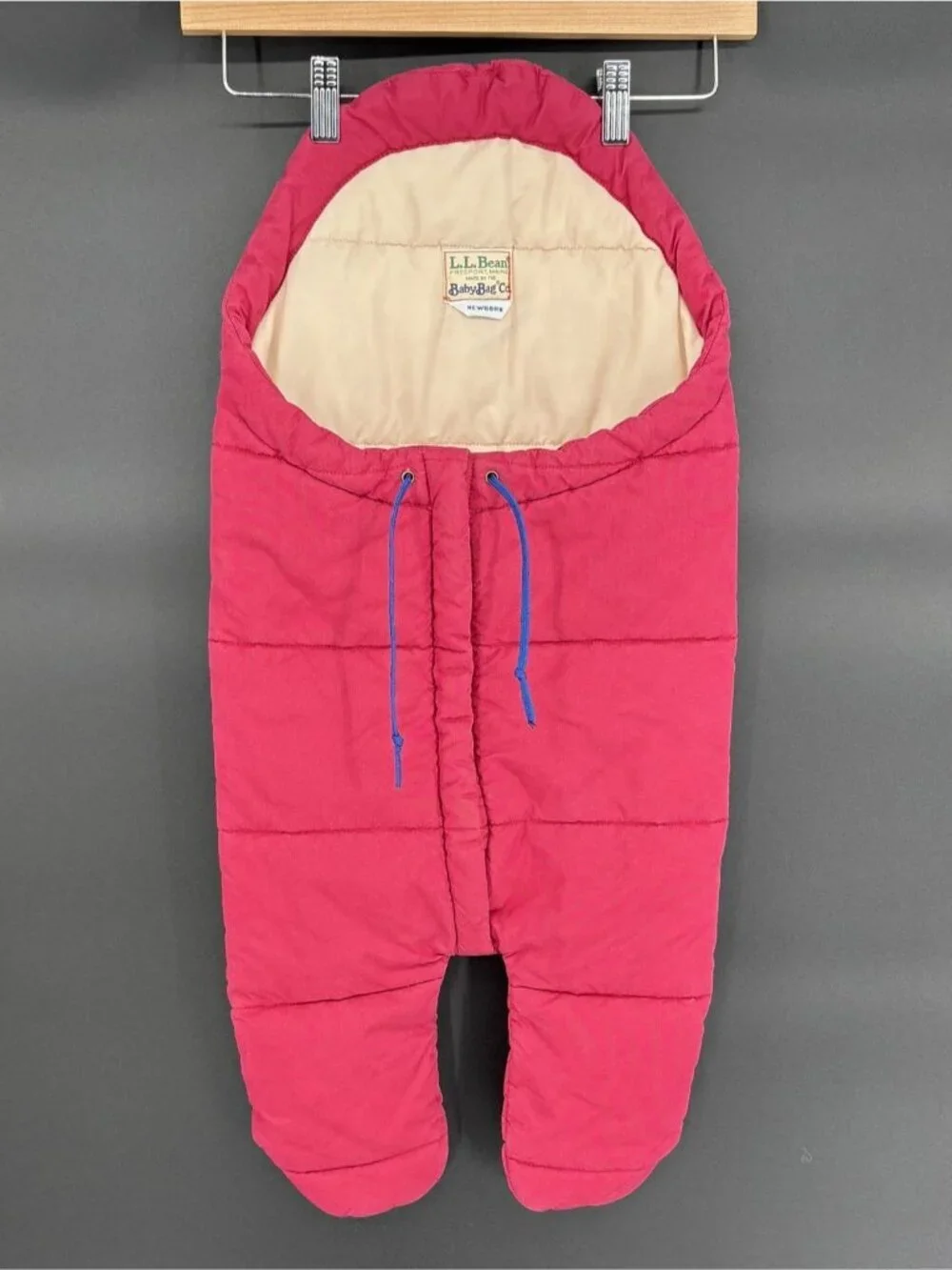 Vintage 80s L.L. Bean Baby Bag Co Bunting Snowsuit Newborn Pink Made in USA